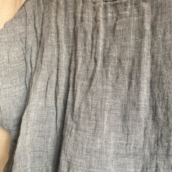 Made in Italy Muted Blue Linen Short Sleeve Top Shirt Sz Medium - Picture 7 of 7